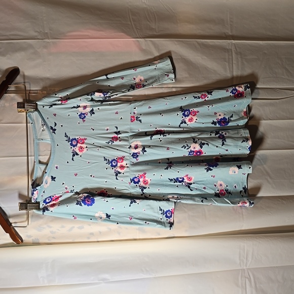 Girls 4t Bue Soft Floral Long Sleeve Dress - Picture 1 of 7